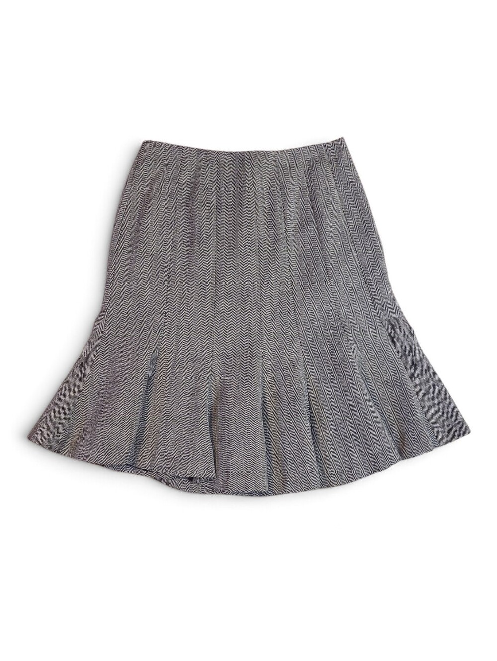 Women's Chaps 100% Wool Tweed Herringbone Flared Bottom Skirt 4P